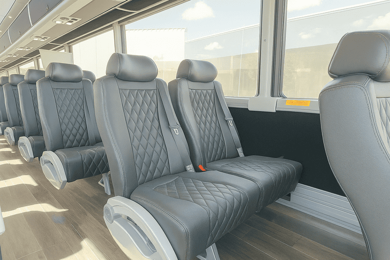 interior of Norfolk Coach Bus Service charter bus